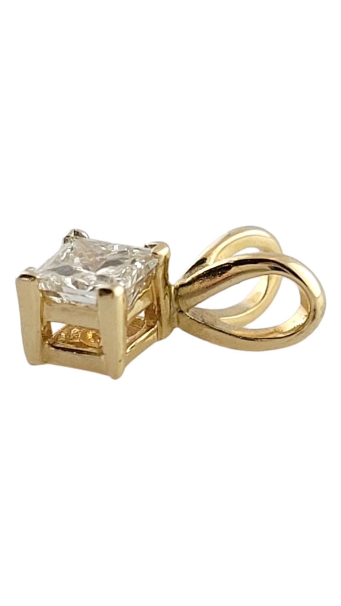 10 Karat Yellow Gold Diamond Pendant

This stunning pendant features a sparkling princess cut diamond set in 10K yellow gold!

Approximate total diamond weight: .20 cts

Diamond color: I

Diamond clarity: SI2

Size: 10.8mm X 5.5mm X 3.9mm

Weight: