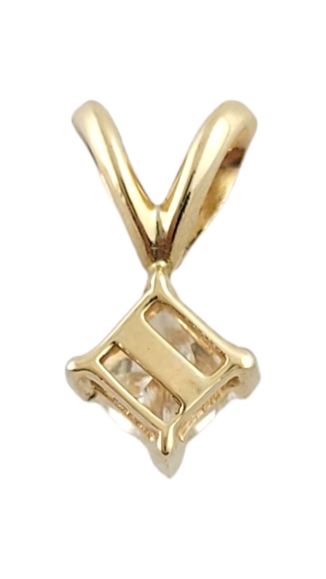 Women's 10 Karat Yellow Gold Princess Cut Diamond Pendant #18212 For Sale