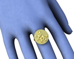 10 Karat Yellow Gold Rampant Lion Signet Ring