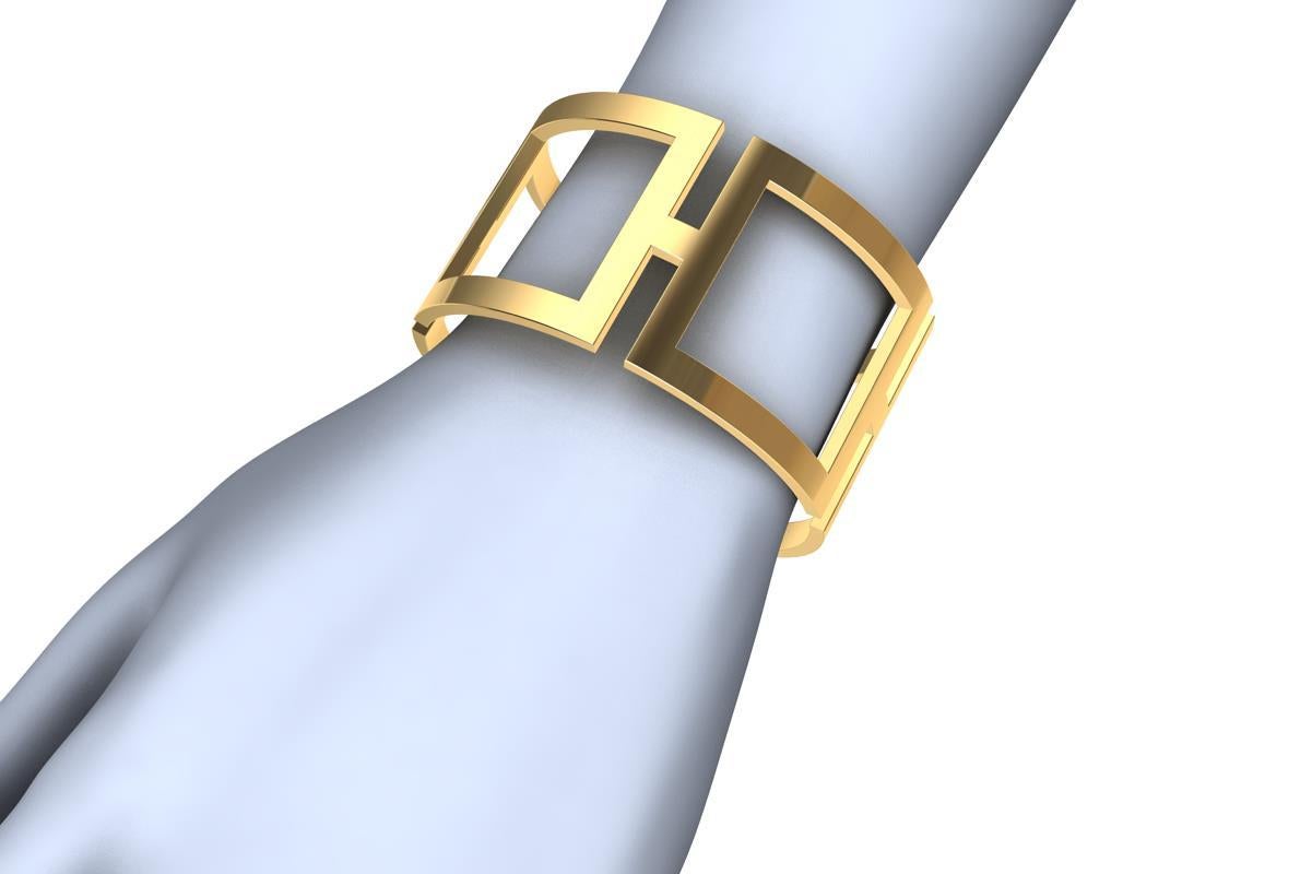 Bracelet manchette rectangulaire en or jaune 10 carats en vente 4