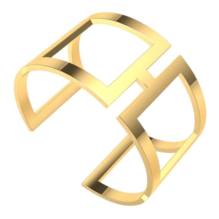 Bracelet manchette rectangulaire en or jaune 10 carats en vente