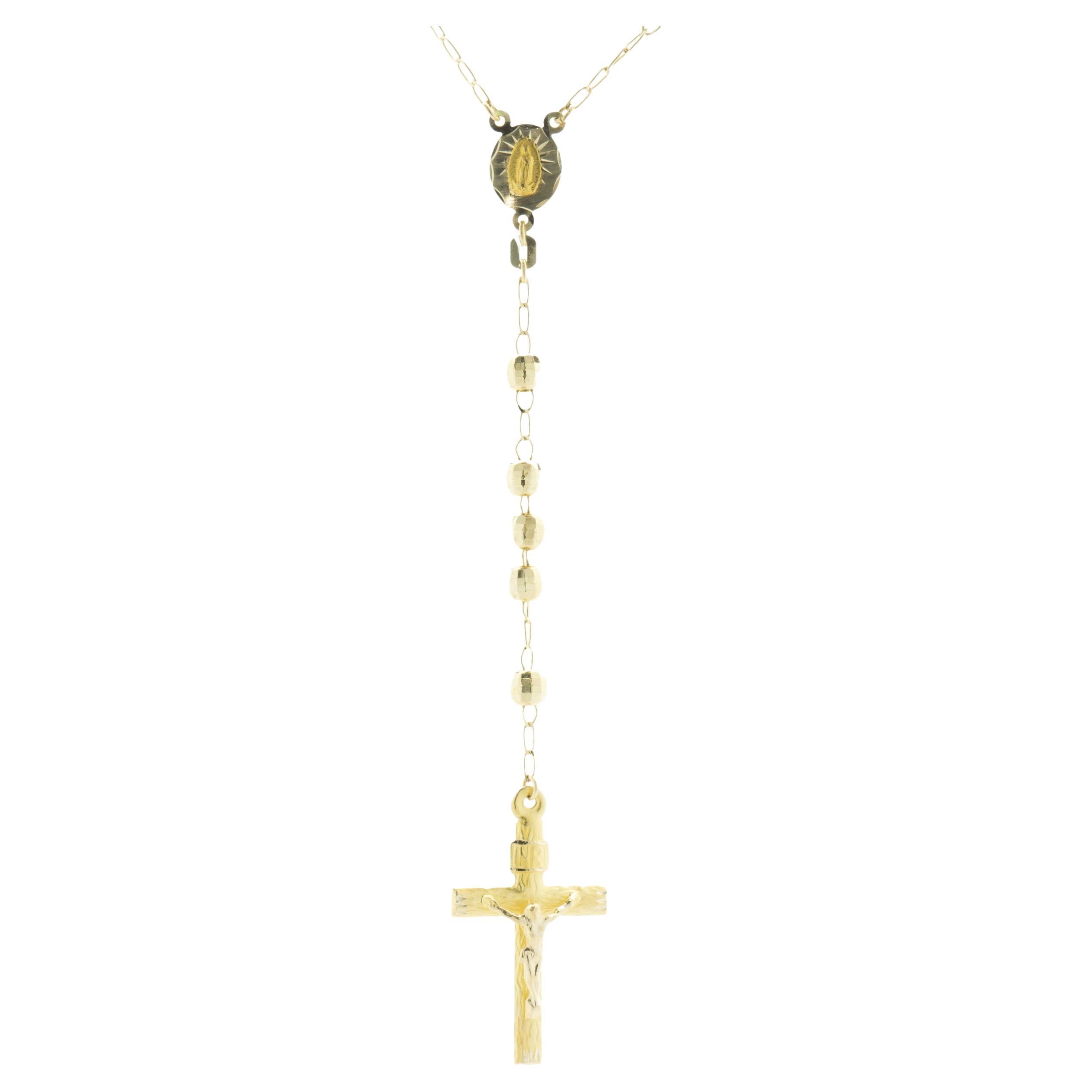 10 Karat Yellow Gold Rosary Necklace For Sale