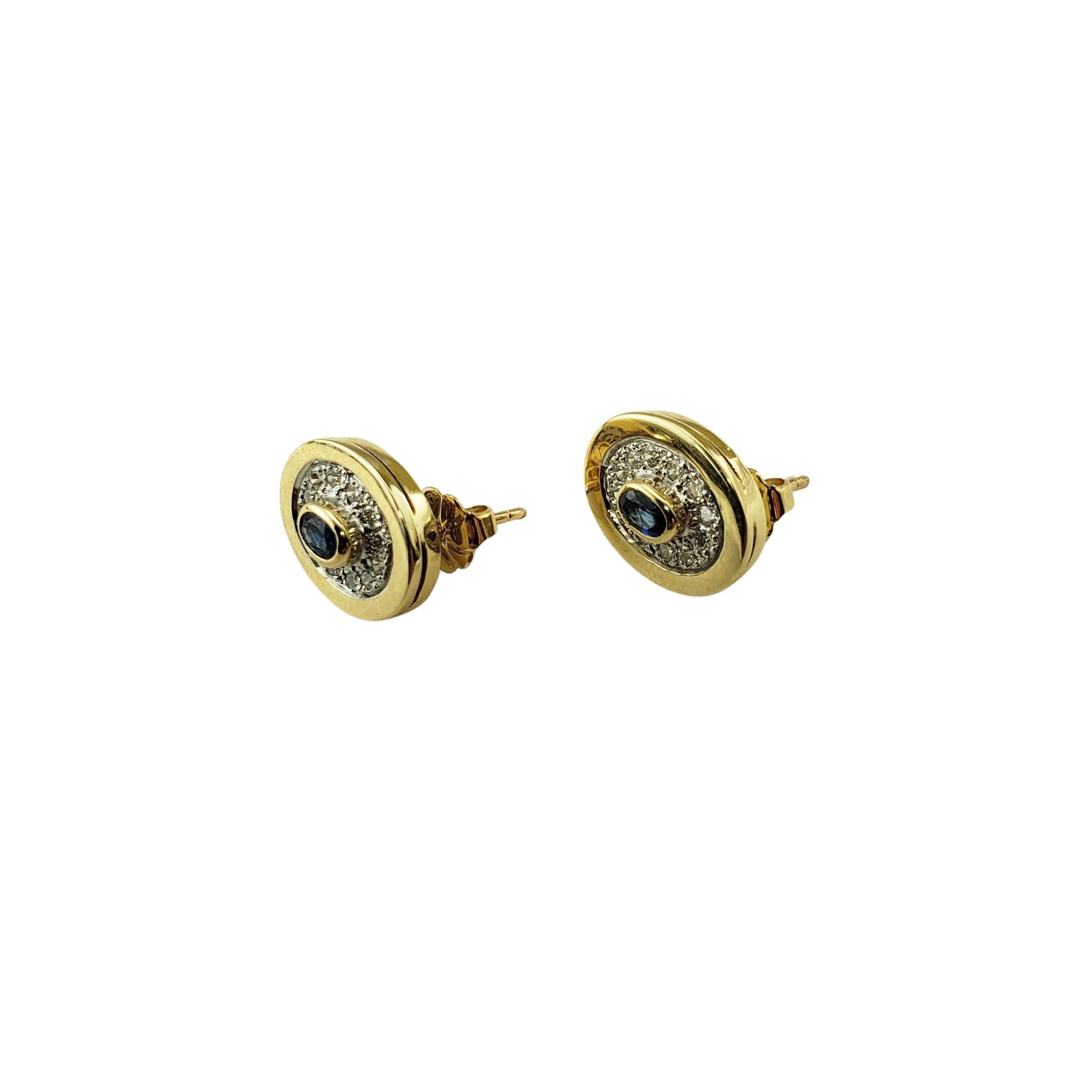 10 Karat Yellow Gold Natural Sapphire and Diamond Earrings In Good Condition For Sale In Washington Depot, CT