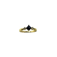 Vintage 10 Karat Yellow Gold Sapphire and Diamond Ring Size 4.25 #15792