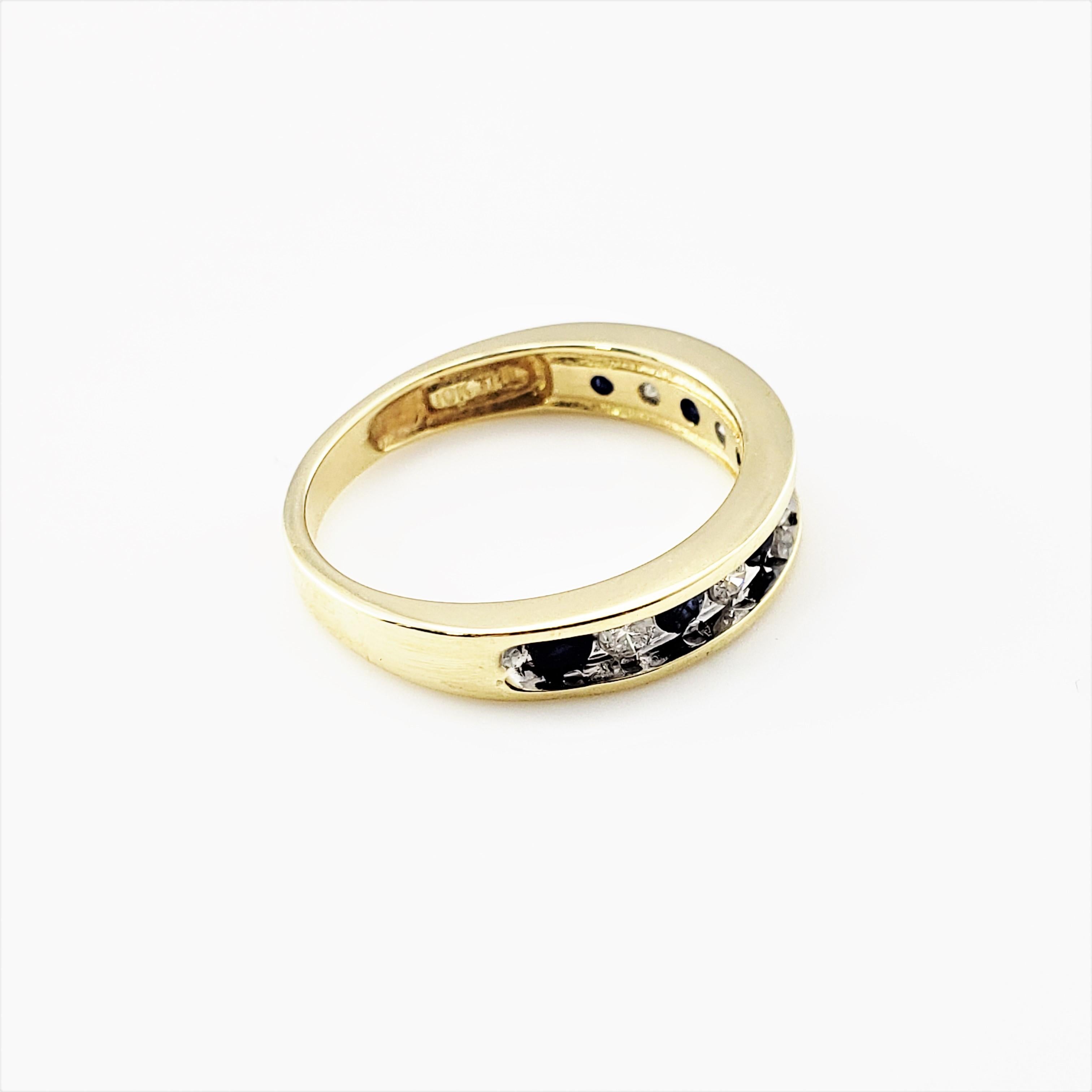 Women's 10 Karat Yellow Gold Sapphire and Diamond Ring For Sale