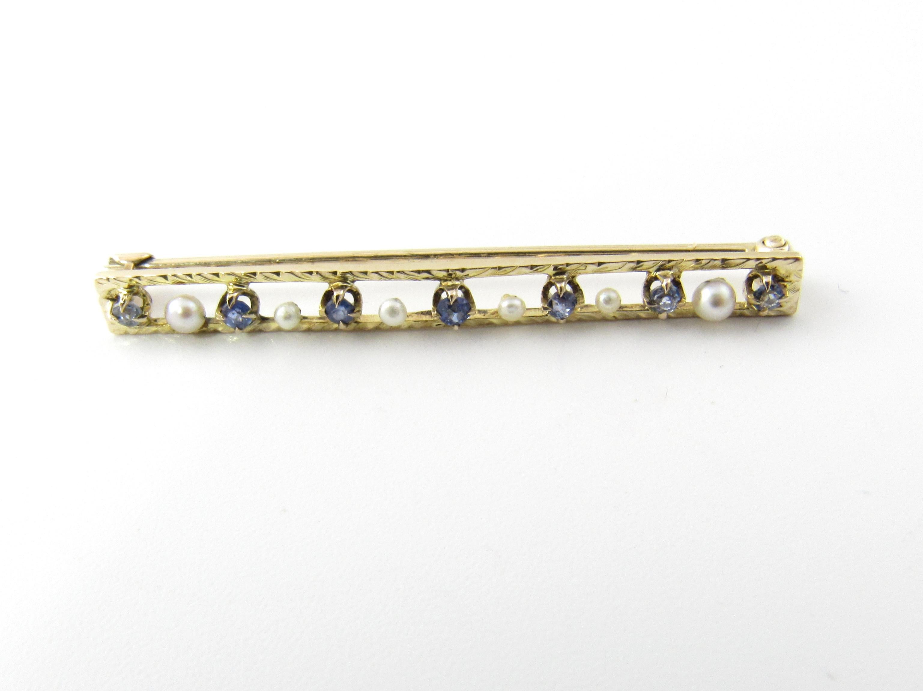 10 Karat Yellow Gold Tanzanite and Pearl Brooch or Pin For Sale 1