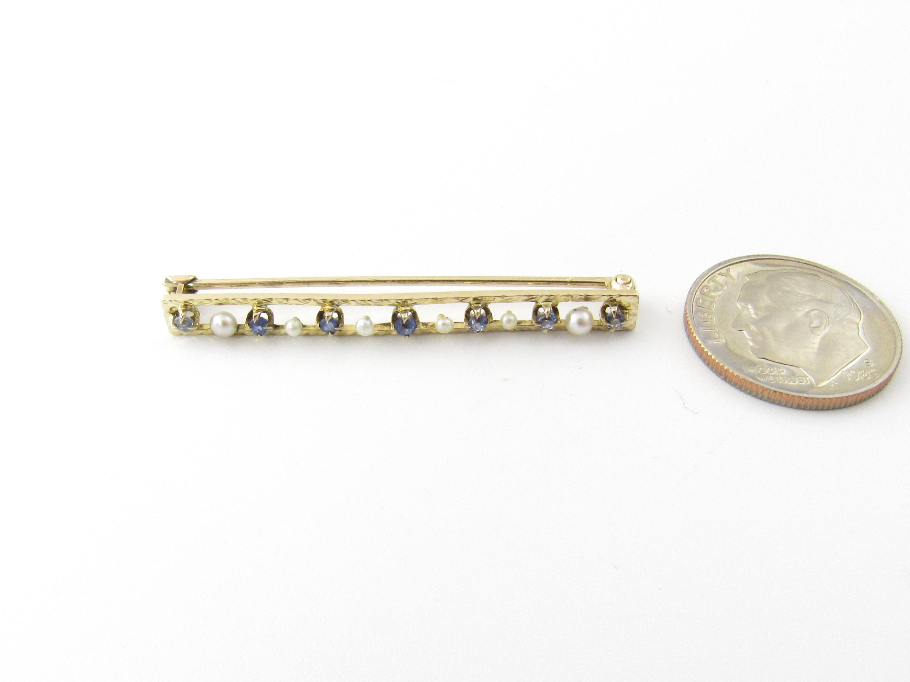 10 Karat Yellow Gold Tanzanite and Pearl Brooch or Pin For Sale 2