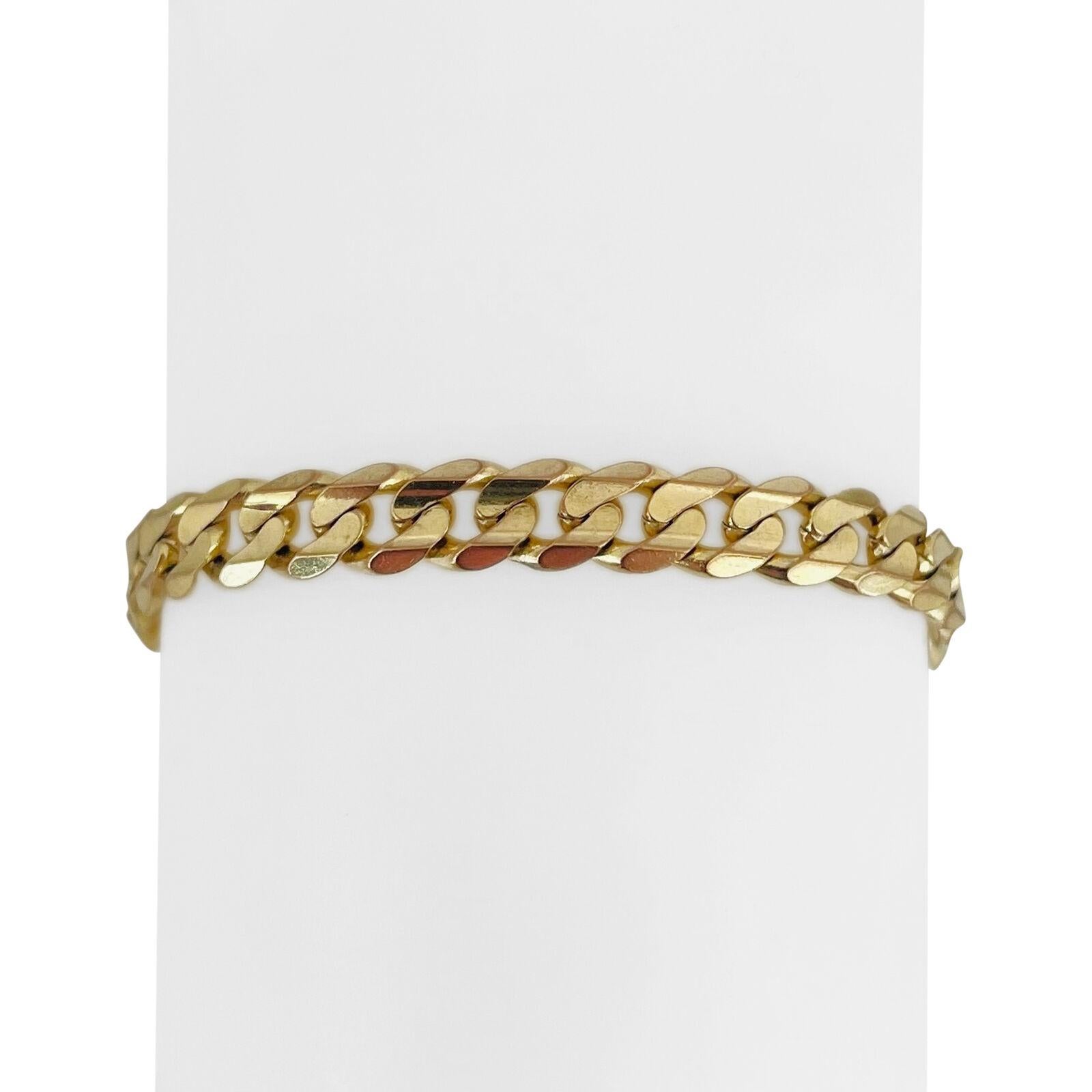 10 Karat Yellow Gold Semi Sold Men's Curb Link Bracelet For Sale 2