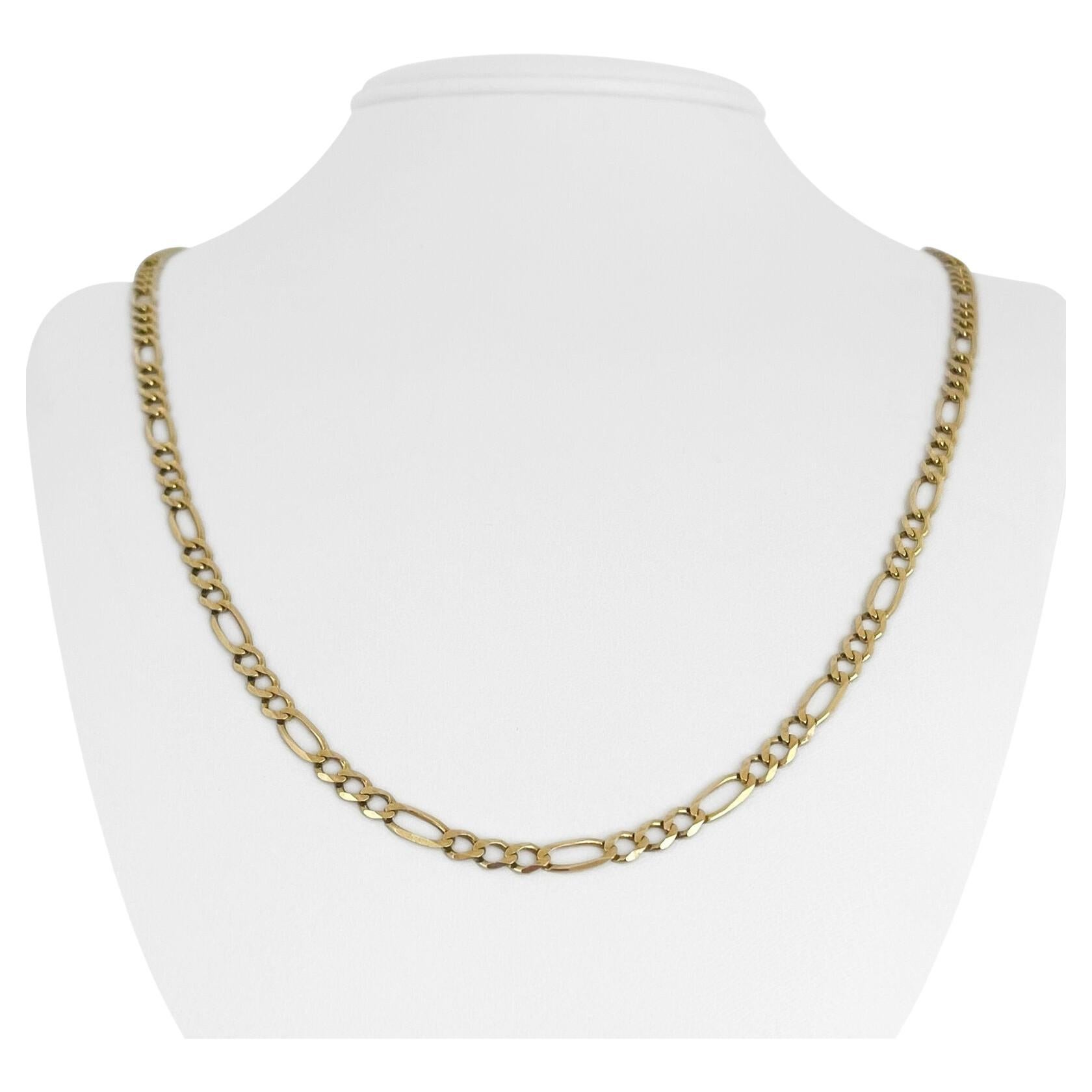 10 Karat Yellow Gold Solid Men's Figaro Link Chain Necklace Italy For Sale at 1stDibs