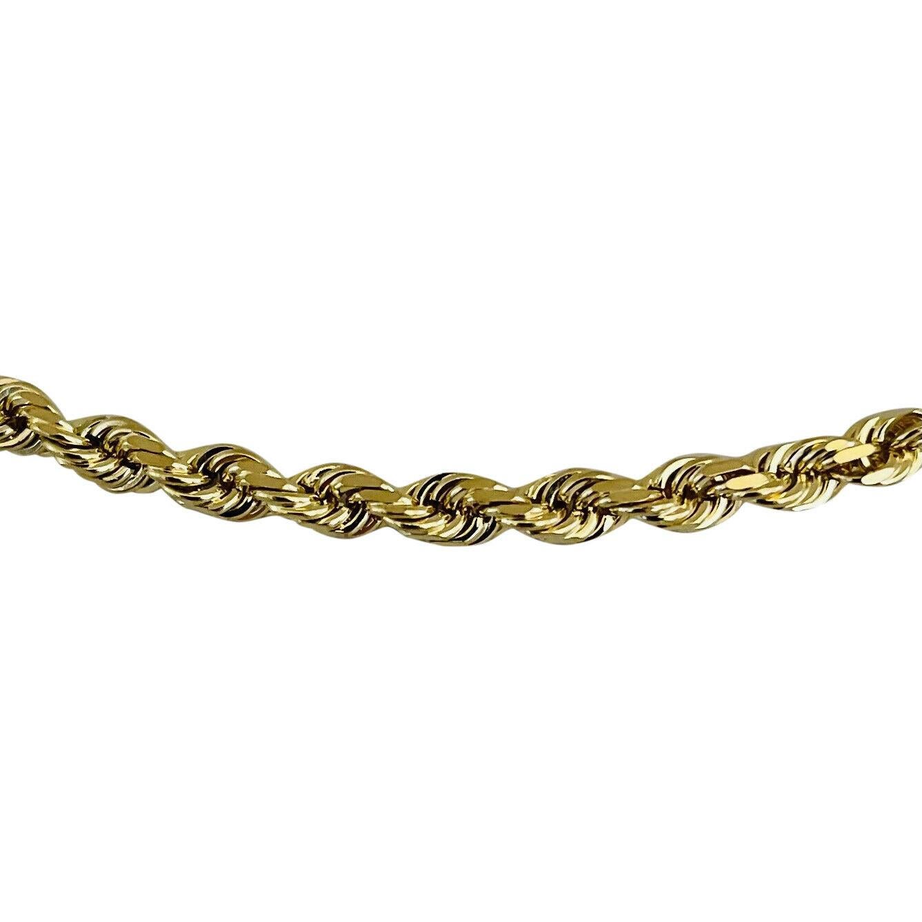10k Yellow Gold 21g Solid 4mm Diamond Cut Rope Chain Necklace 18
