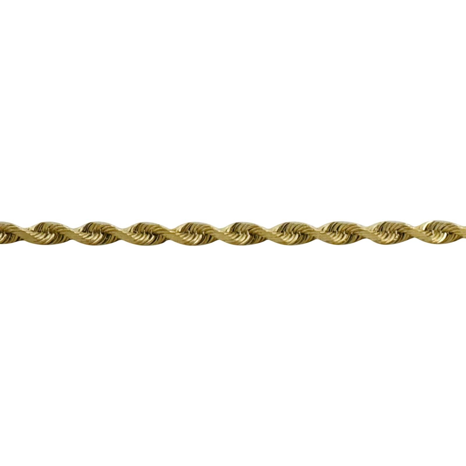 Women's or Men's 10 Karat Yellow Gold Solid Diamond Cut Rope Chain Necklace 