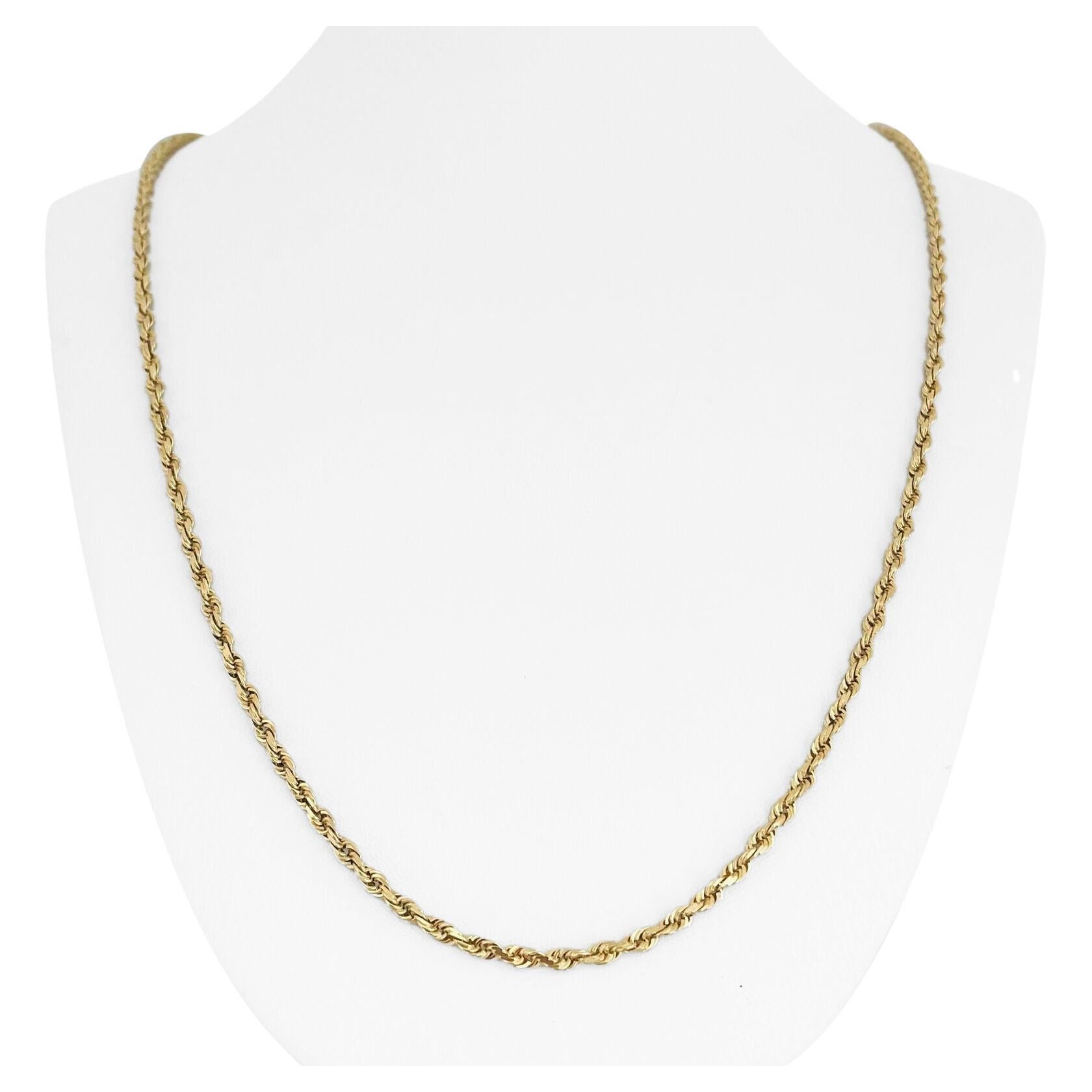 22 Karat Yellow Gold Solid Heavy Diamond Cut Rope Chain Necklace For