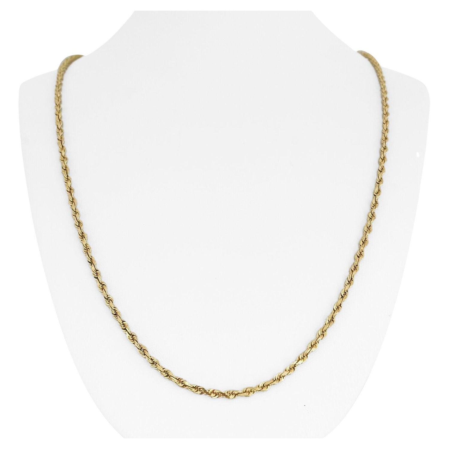 10 Karat Yellow Gold Solid Ladies Diamond Cut Rope Chain Necklace For Sale  at 1stDibs