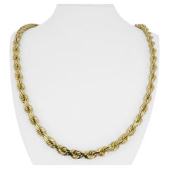 10 Karat Gelbgold Halskette mit massivem, schwerem Diamantschliff und Seil