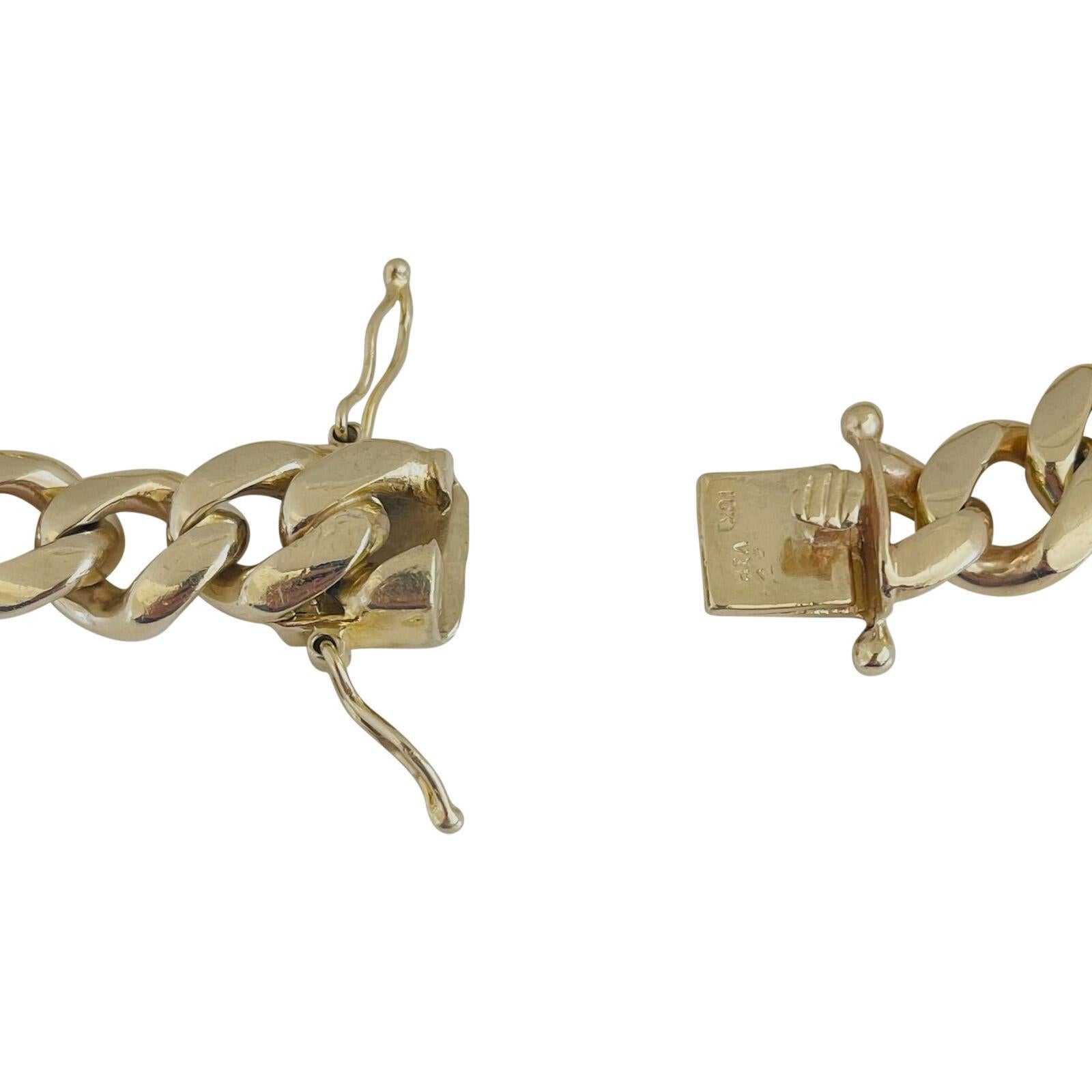 10 Karat Yellow Gold Solid Heavy Men's Cuban Curb Link Bracelet For Sale 2