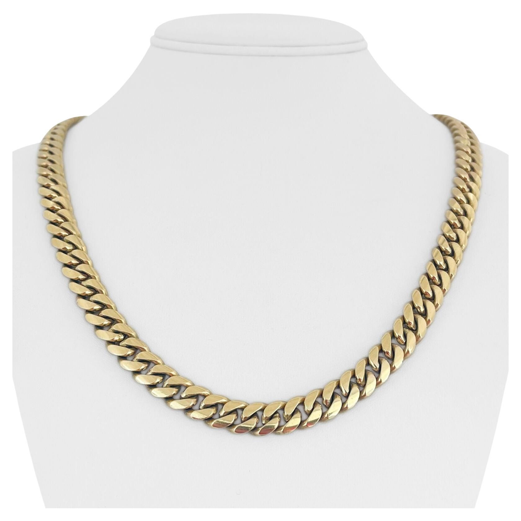 Men's Yellow Gold Diamond Cuban Link Necklace For Sale at 1stDibs
