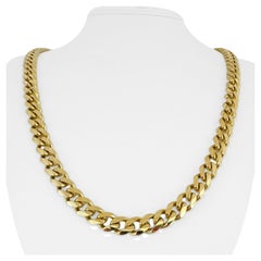 Used 10 Karat Yellow Gold Solid Heavy Men's Cuban Link Chain Necklace