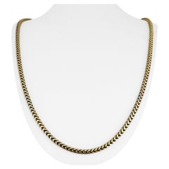 10 Karat Yellow Gold Solid Long Squared Franco Link Chain Necklace 