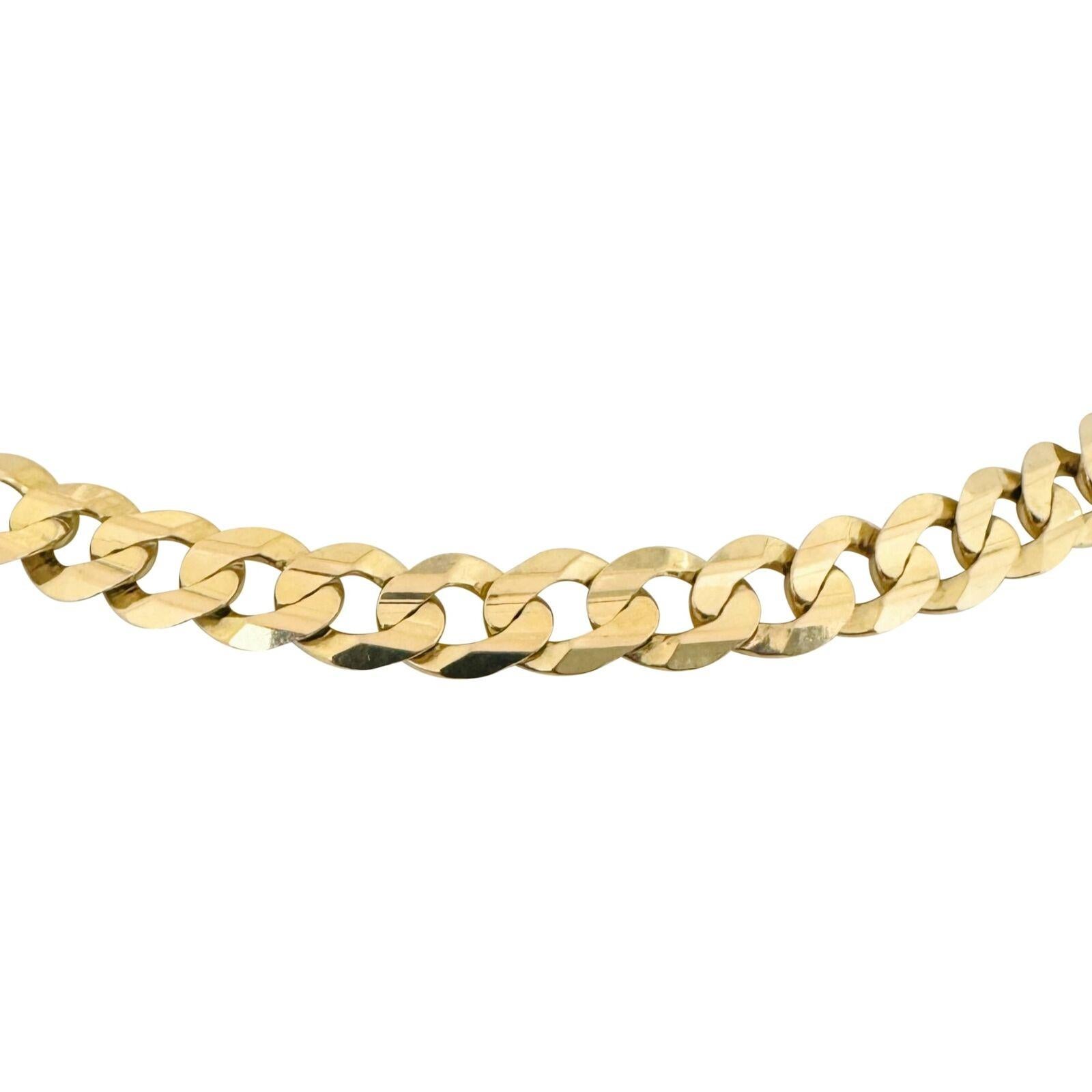 10 Karat Yellow Gold Solid Men's Curb Link Chain Necklace Turkey In Good Condition For Sale In Guilford, CT