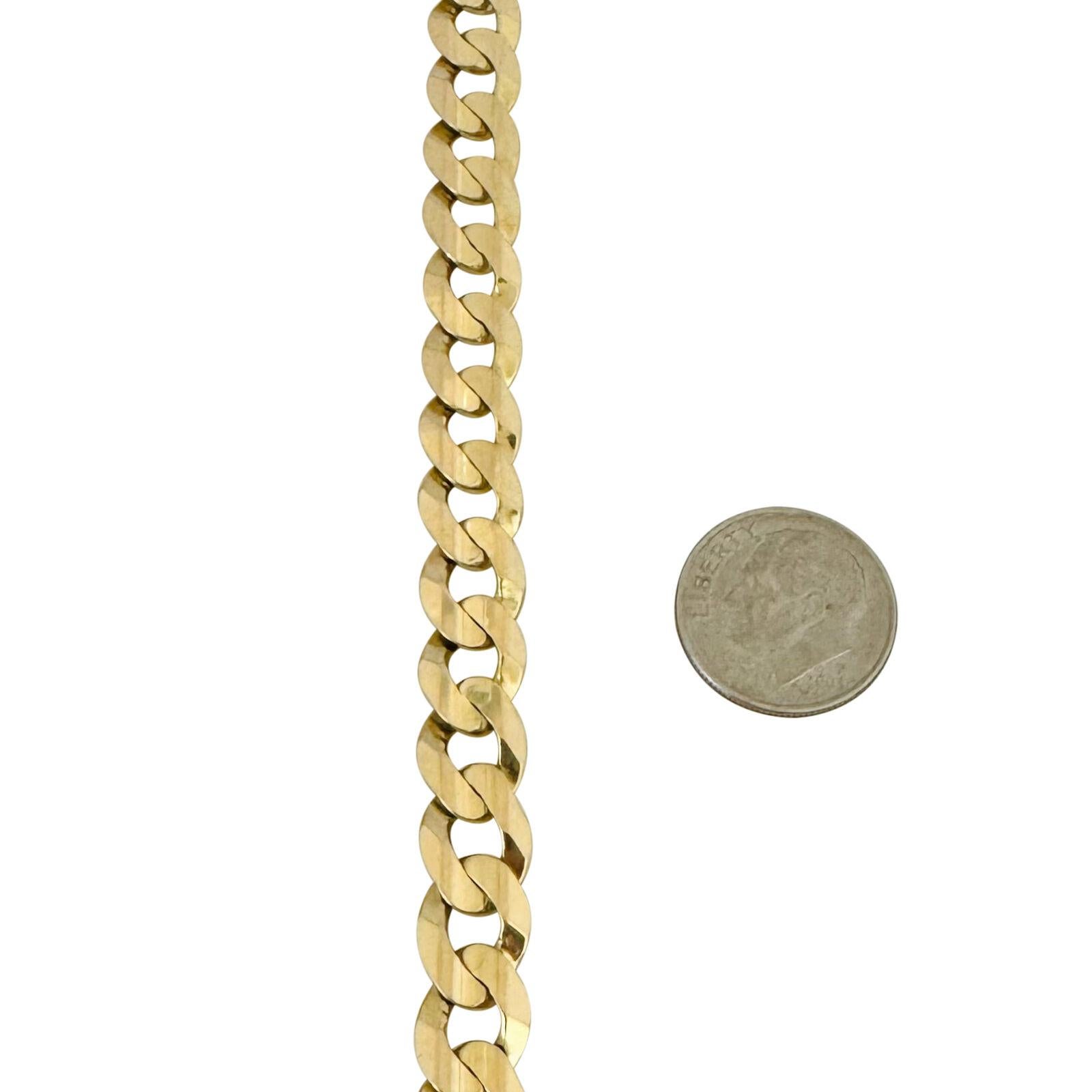 10 Karat Yellow Gold Solid Men's Curb Link Chain Necklace Turkey For Sale 2