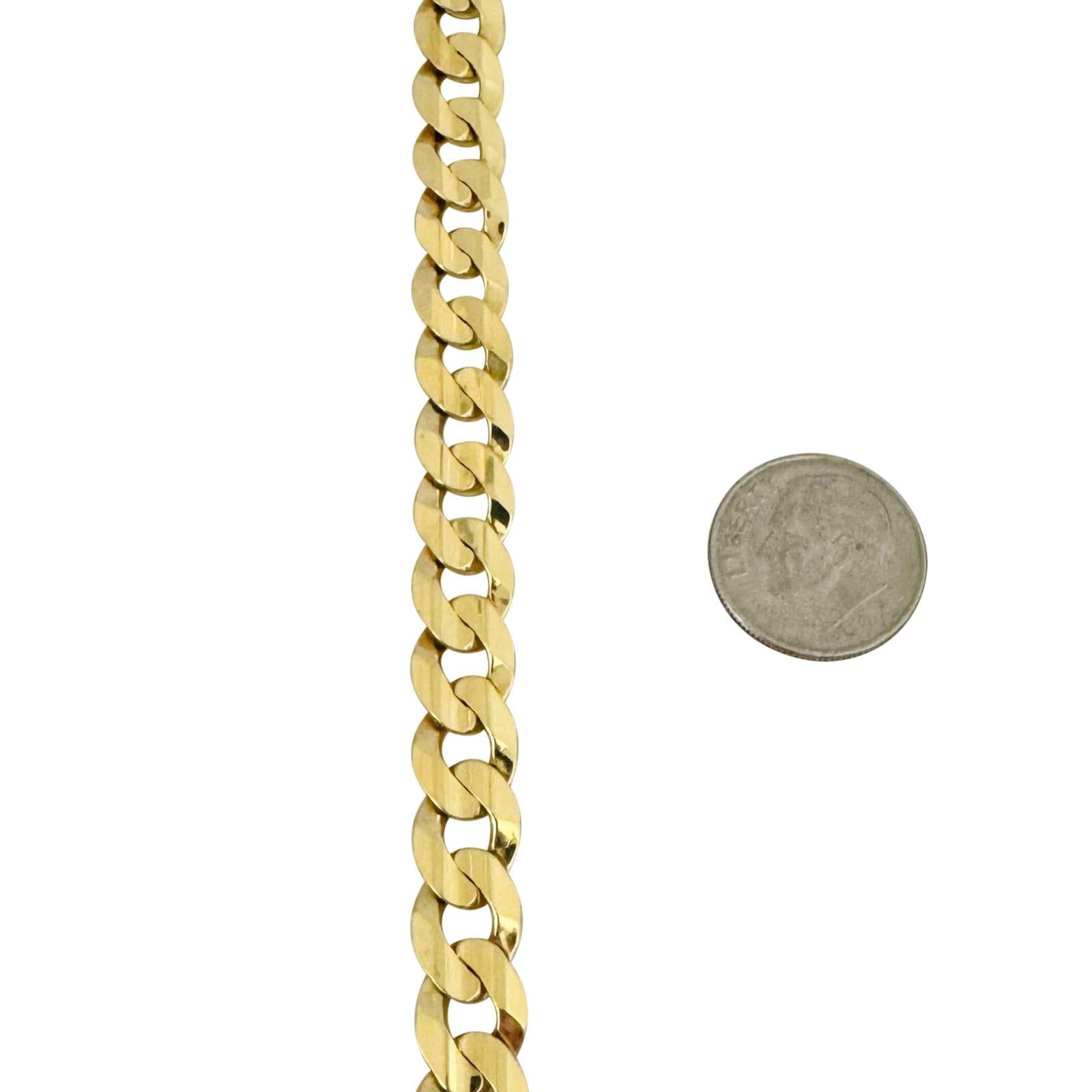 10 Karat Yellow Gold Solid Men's Curb Link Chain Necklace Turkey  3