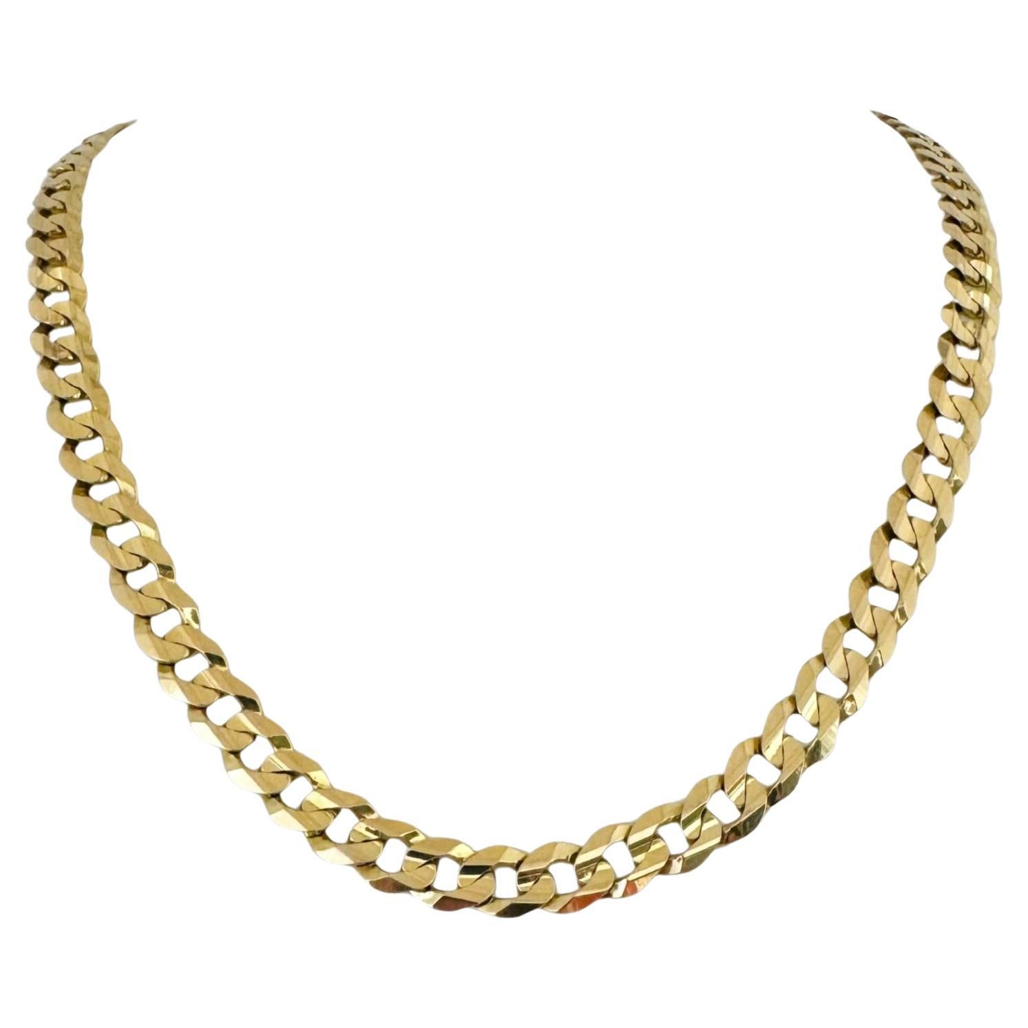 10 Karat Yellow Gold Solid Men's Curb Link Chain Necklace Turkey