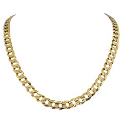 10 Karat Yellow Gold Solid Men's Curb Link Chain Necklace Turkey