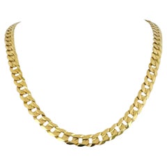 10 Karat Yellow Gold Solid Men's Curb Link Chain Necklace Turkey 