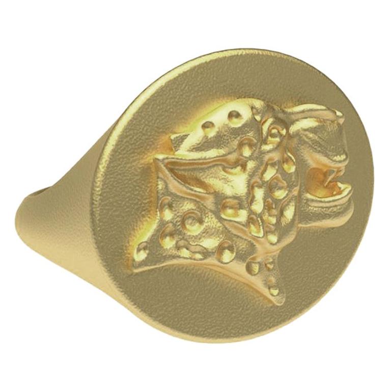 For Sale:  10 Karat Yellow Gold Spotted Leopard Signet Ring