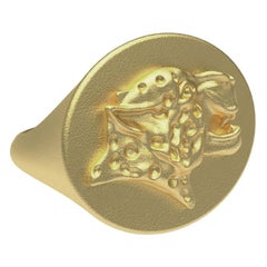 10 Karat Gelbgold Gefleckter Leopard Siegelring