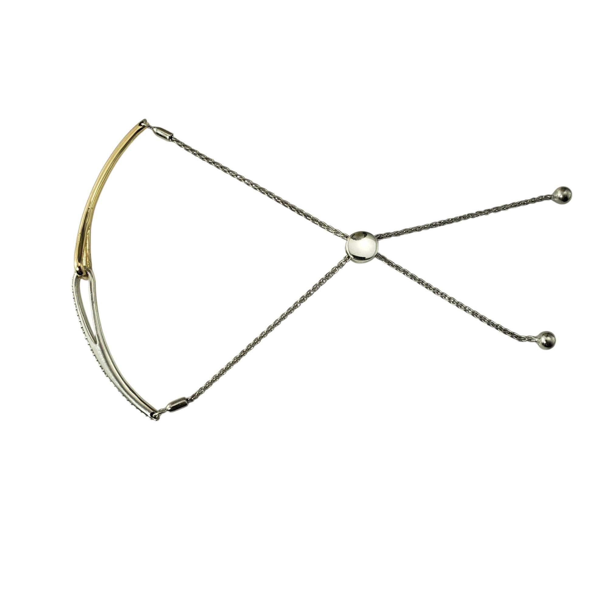 10 Karat Yellow Gold/Sterling Silver and Diamond Bolo Bracelet #21894 en Bueno estado para la venta en Washington Depot, CT