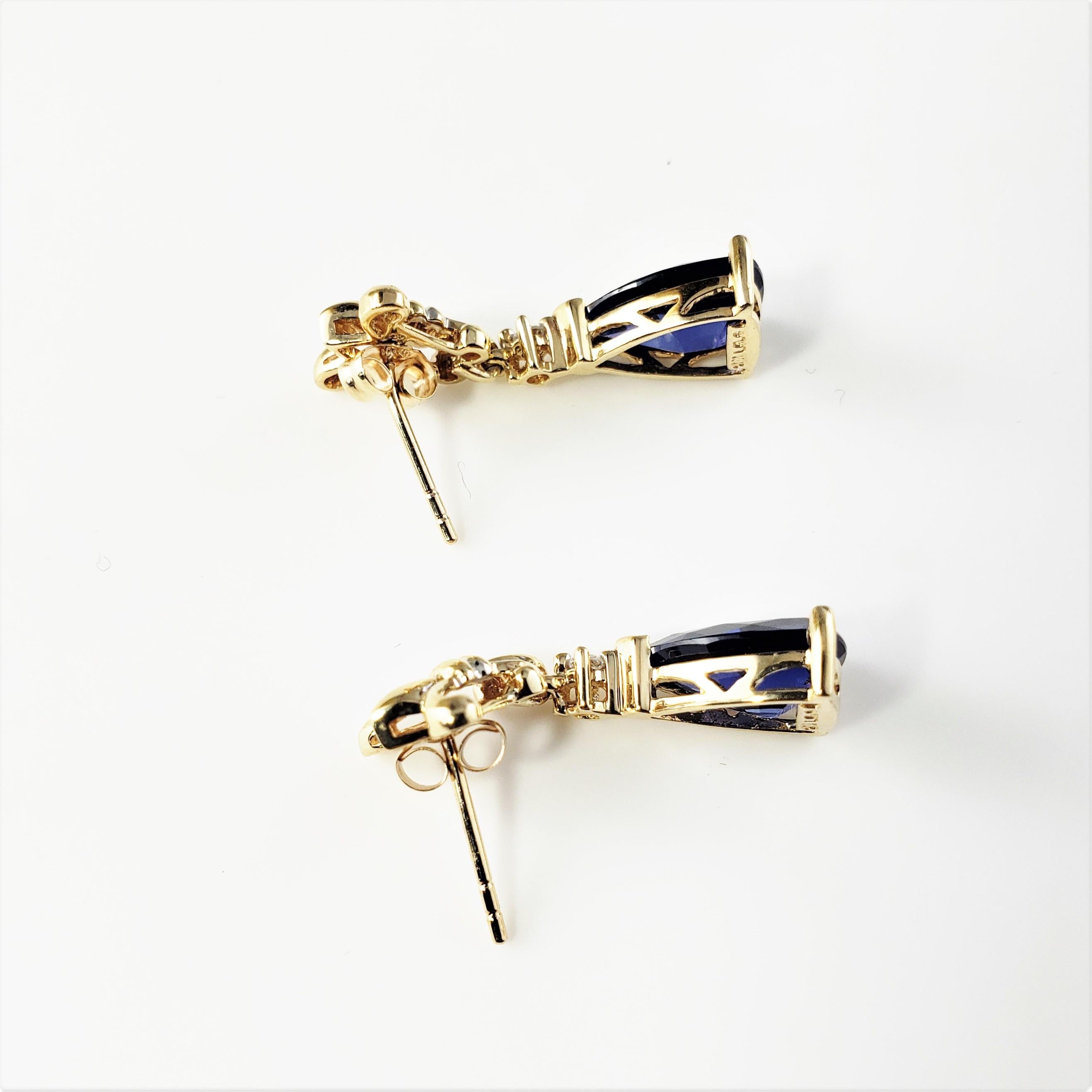 10 Karat Yellow Gold Tanzanite and Diamond Earrings In Good Condition For Sale In Washington Depot, CT