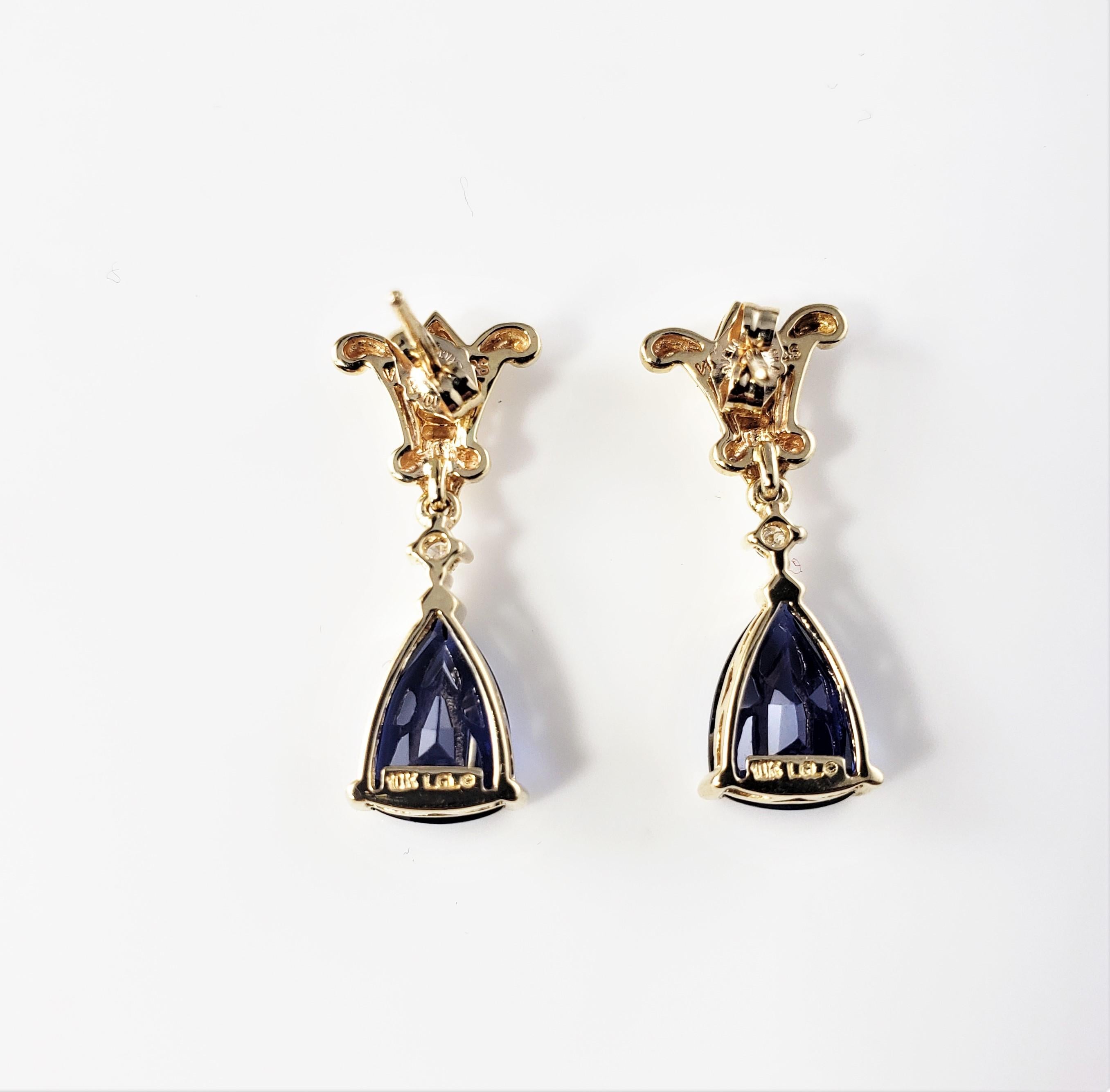 Women's 10 Karat Yellow Gold Tanzanite and Diamond Earrings For Sale