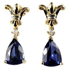 10 Karat Gelbgold Tansanit und Diamant-Ohrringe