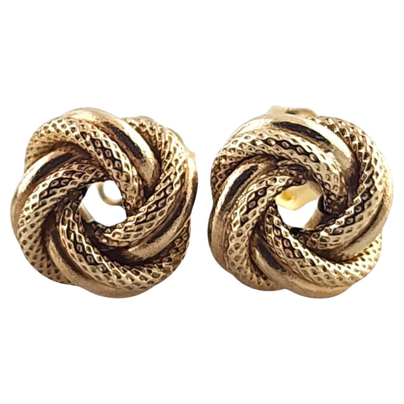 10 Karat Yellow Gold Textured Love Knot Stud Earrings #18990