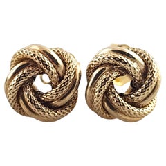 10 Karat Yellow Gold Textured Love Knot Stud Earrings #18990