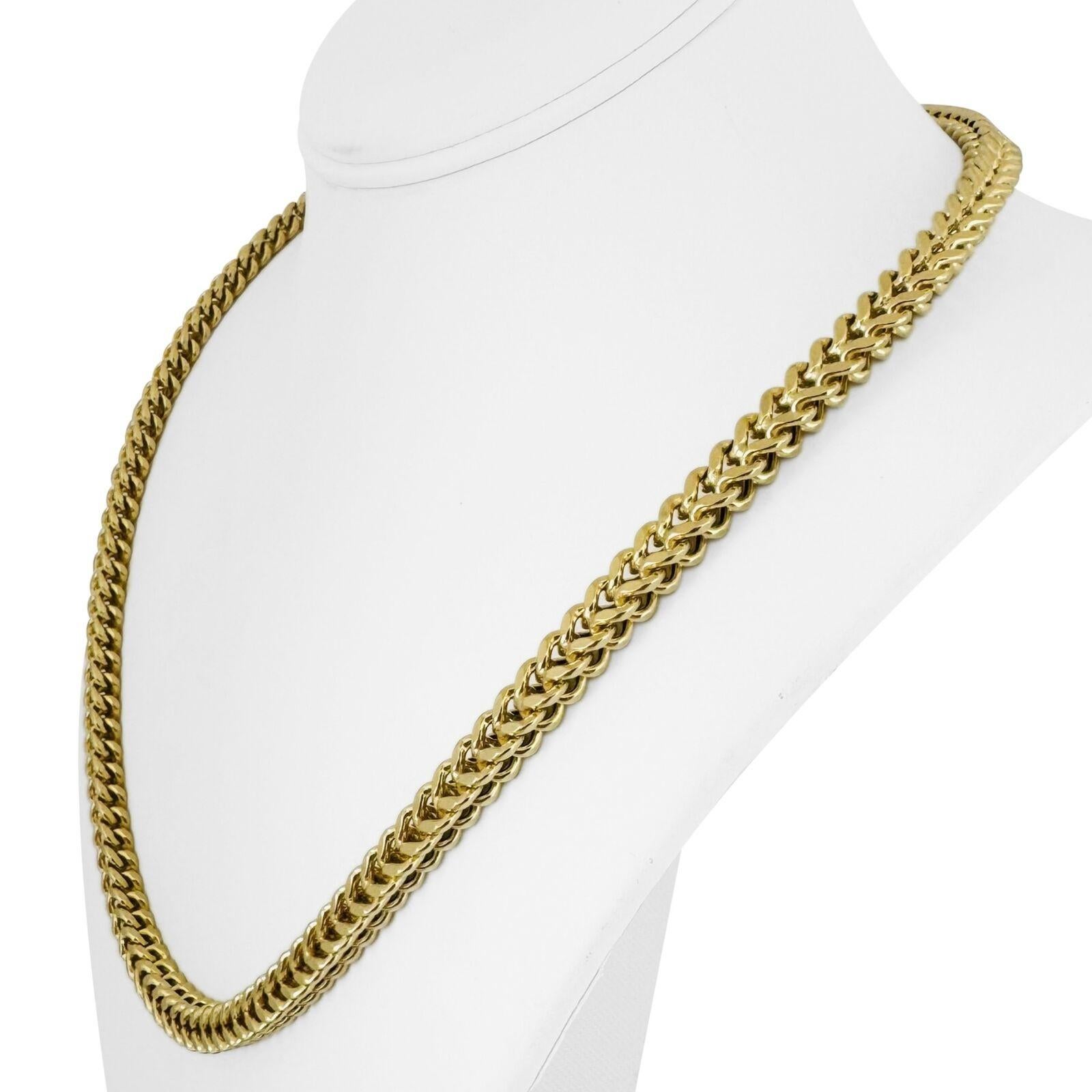 10k Yellow Gold 36g Thick Men's 6mm Squared Franco Link Chain Necklace 21.5