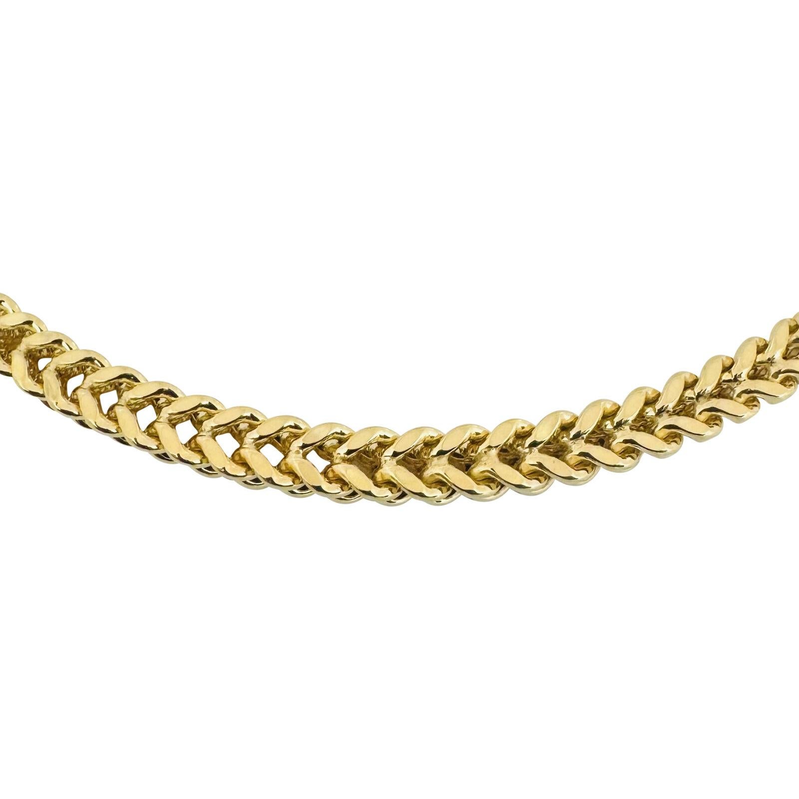 10 Karat Yellow Gold Thick Men's Squared Franco Link Chain Necklace  In Good Condition For Sale In Guilford, CT