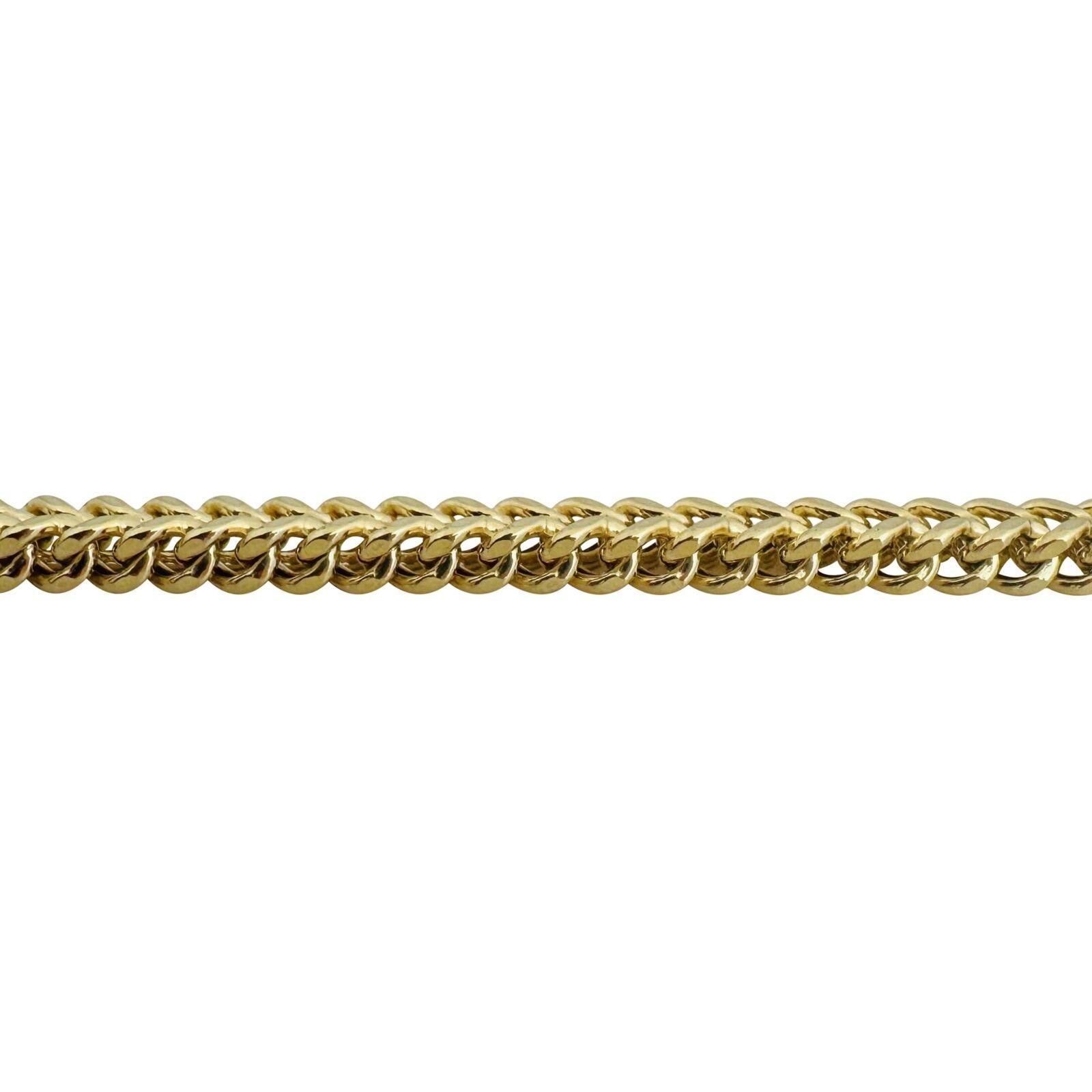 10 Karat Yellow Gold Thick Men's Squared Franco Link Chain Necklace  For Sale 1