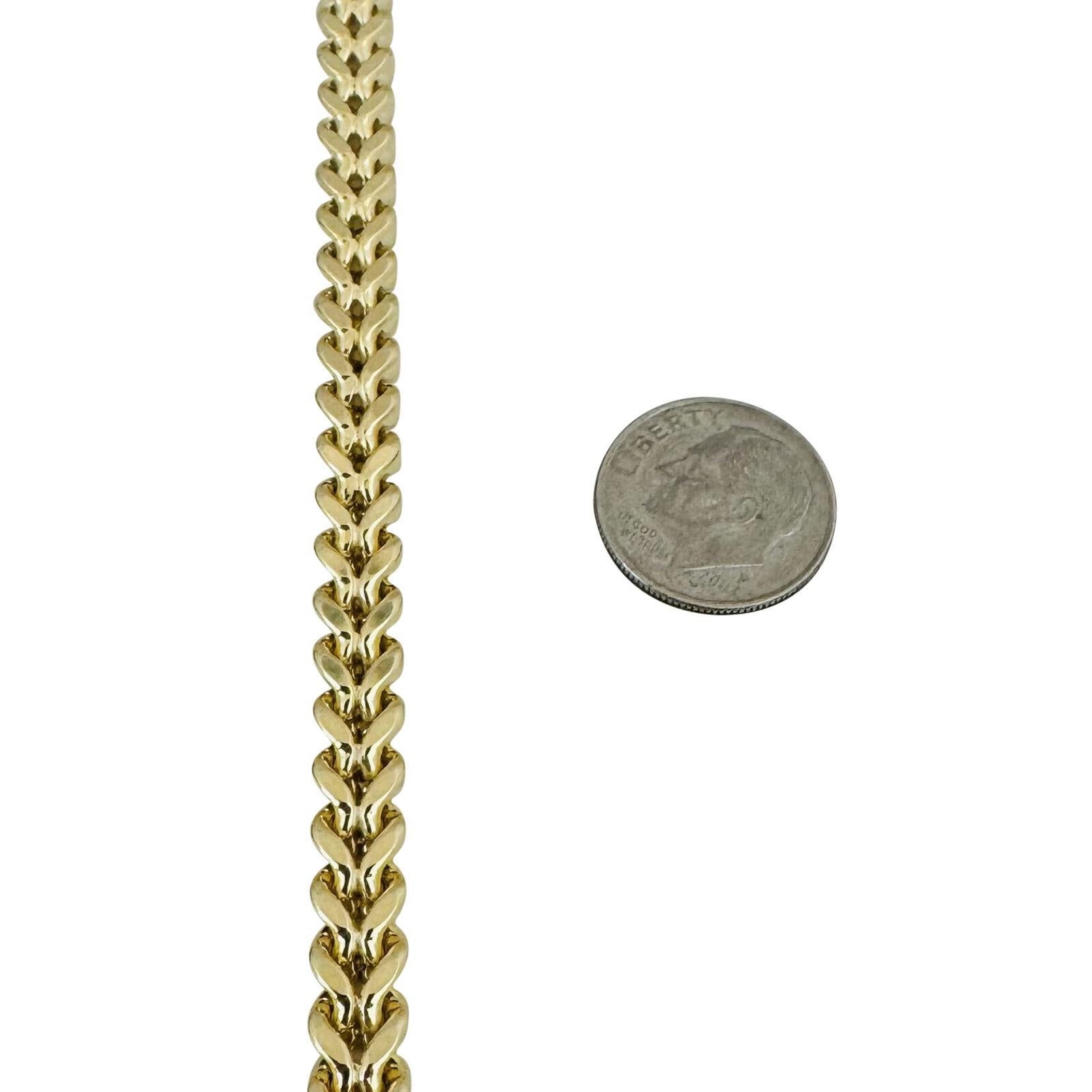 10 Karat Yellow Gold Thick Men's Squared Franco Link Chain Necklace  For Sale 2