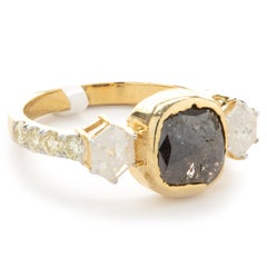 10 Karat Yellow Gold Three Stone Bezel Set Diamond Ring