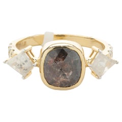 10 Karat Yellow Gold Three Stone Galaxy Diamond Ring