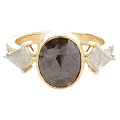 10 Karat Yellow Gold Three Stone Galaxy Diamond Ring