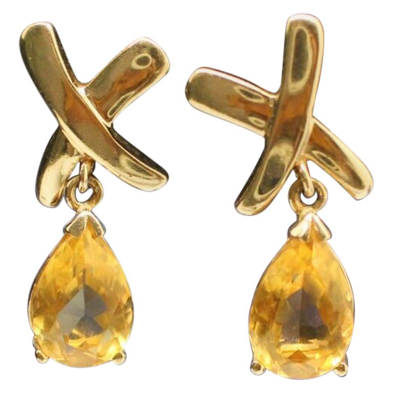 10 Karat Yellow Gold Topaz "X" Earrings