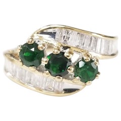 10 Karat Yellow Gold Tsavorite and Diamond Ring