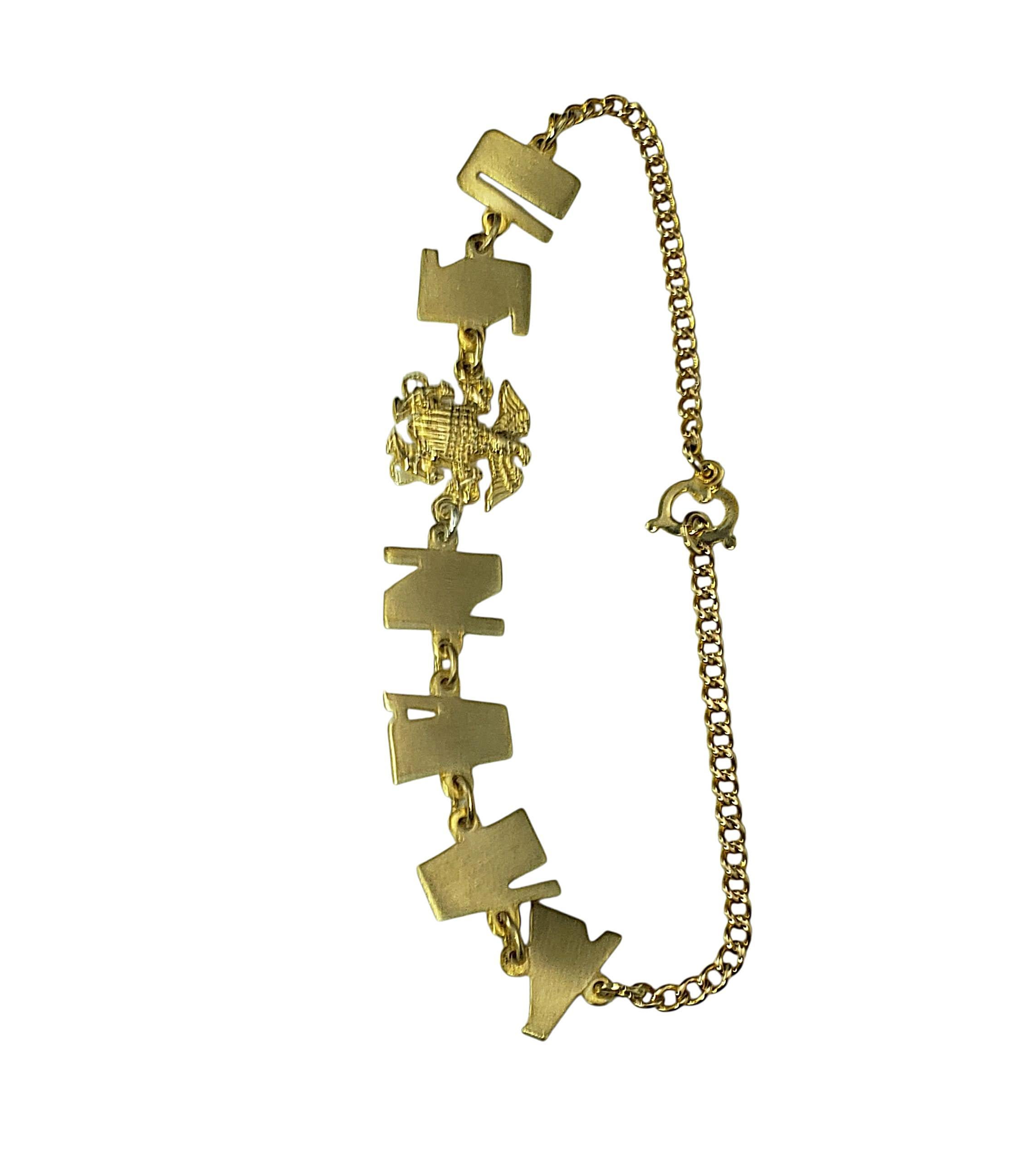 Women's 10 Karat Yellow Gold U.S. Navy Bracelet #22302 For Sale