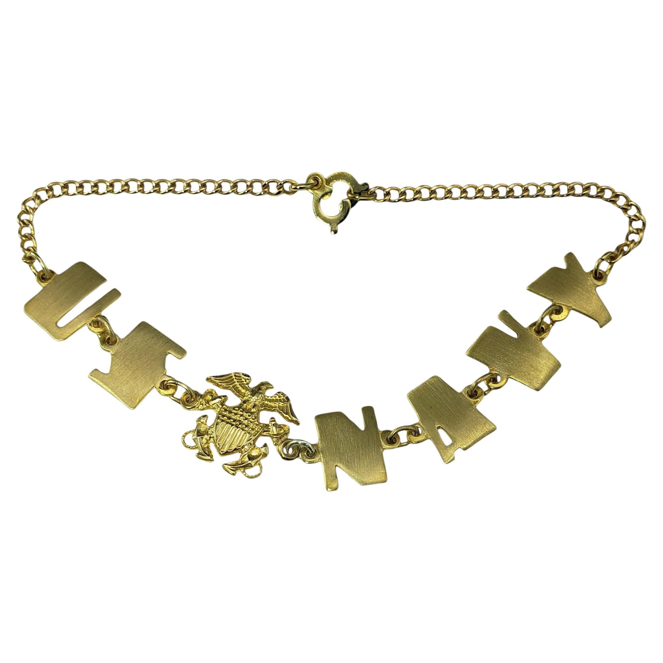 10 Karat Yellow Gold U.S. Navy Bracelet #22302 For Sale