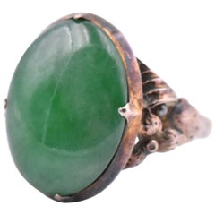 Bague vintage en or jaune 10 carats avec cabochon de jade