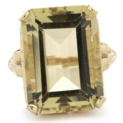 10 Karat Yellow Gold Vintage Lemon Quartz Ring