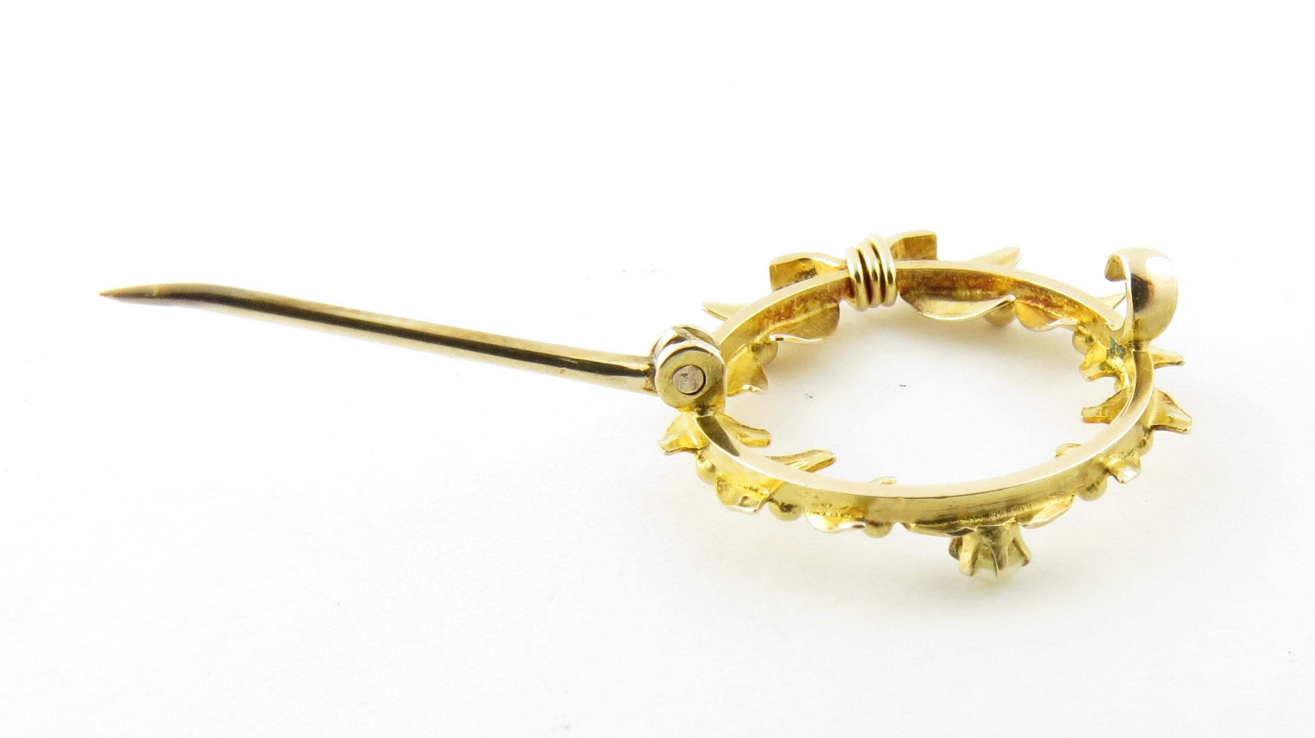 Women's 10 Karat Yellow Gold Wreath Pin or Brooch